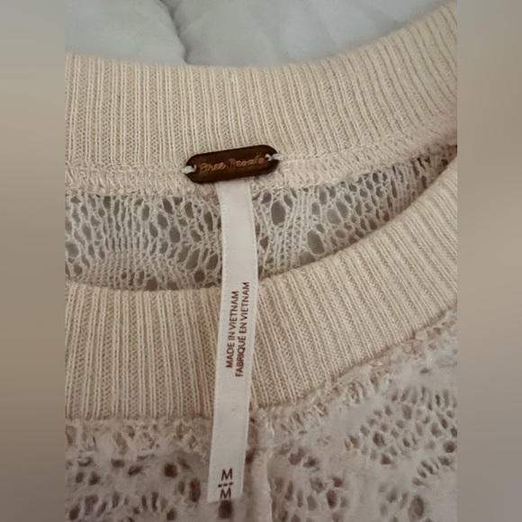 EUC Free People Coffee In The Morning In Chamoix Lace Tunic Top Medium Orig $128 - Picture 9 of 11